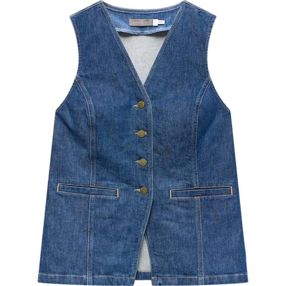 Mint Velvet Blue Denim Waistcoat